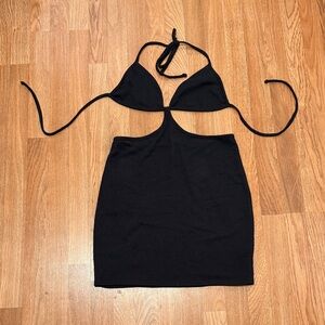 Anthropology Cut-Out Black Halter Neck Dress